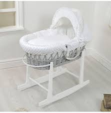 4baby padded grey wicker moses basket