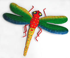 hand painted metal dragonfly wall art