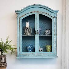 Antique Vintage Style Blue Wall Cabinet
