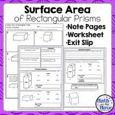 This worksheet help you to understand how to compute rectangular cuboid volume, surface area, diagonal length and perimeter. Surface Area Of Rectangular Prisms Notes Practice And Exit Slip