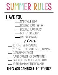 Printable Summer Rules Kids Parenting Chores For Kids