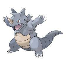 This powerful pokémon thrusts its prized horn under its enemies' bellies, then lifts and throws them. Rhydon Pokedex