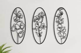 Oval Frame Flowers Metal Wall Decor