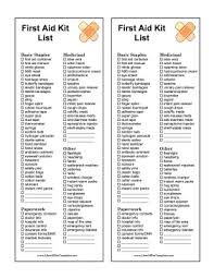 first aid inventory checklist