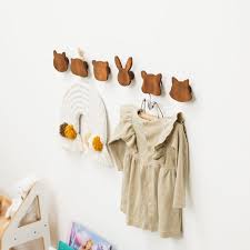 Wooden Animal Wall Hooks For Kids