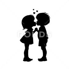 cute couple cartoon silhouettes of a