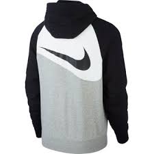 Swoosh embroidered in white at chest. Nike Sportswear Swoosh Full Zip Hoodie Men Dark Grey Heather White At Sport Bittl Shop