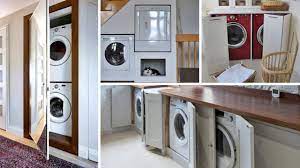 Beck placed a combination washer and dryer unit in a cabinet. 20 Creative Ways To Hide A Washing Machine In Your Home Youtube