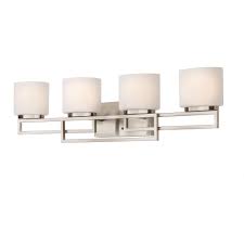 Home Decorators Collection Tustna 4 Light Brushed Nickel Bathroom Vanity Light With Opal Glass Shades 20367 001 The Home Depot