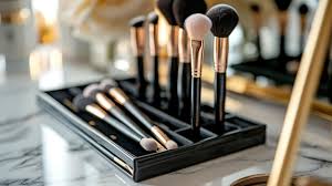 set of professional makeup brushes in