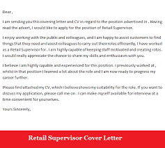Retail Supervisor Job Application Cover Letter Sample