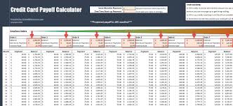 credit card payoff calculator excel