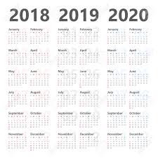 Yearly Calendar Template For 2018 To 2020