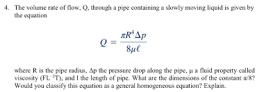 The Volume Rate Of Flow Q Through A