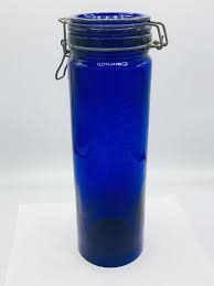 vintage tall cobalt blue glass hinged 2