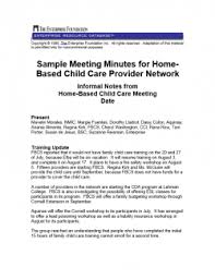 Sample Meeting Minutes From A Monthly Home Based Child Care
