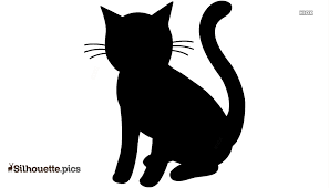black and white cat silhouette vector