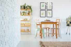 Apartment With White Brick Wall Stock