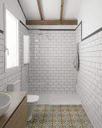bathroom subway tile walls design