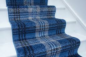 blue tartan stair hall mat carpet