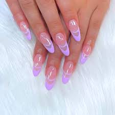 lilac round tips oval press on nails