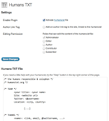 modify humans txt file in wordpress