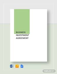 6 Small Business Investment Agreement Templates Pdf Word