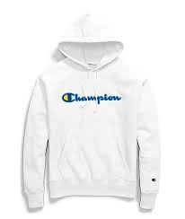 Champion Reverse Weave Chenille Logo White Hoodie