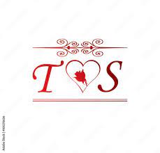 ts love initial with red and rose