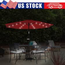 Red 10 Foot Patio Umbrella With Solar