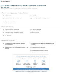 Quiz Worksheet How To Create A Business Partnership Agreement