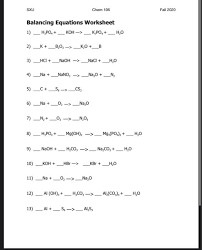 Answered Balancing Equations Worksheet