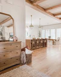 oak beam ceiling with matching light