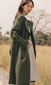 Fashmob Elle Trench Coat In Military