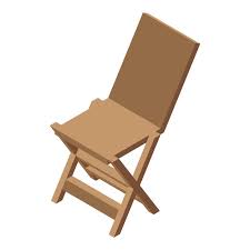 Folding Wood Chair Icon Isometric Of