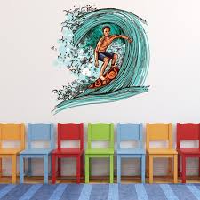 surfer wave wall sticker