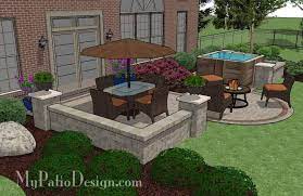 Hot Tub Patio Design With Seat Walls