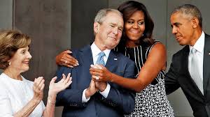 The 43rd president of the united states of america, george walker bush (known colloquially as w to distinguish himself from his father. We Have Shared Values George Bush Is Embraced By Michelle Obama World The Times