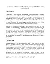 pdf concept of leadership and the quality of a good leader in islam pdf concept of leadership and the quality of a good leader in islam