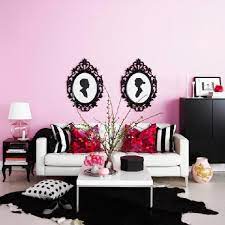 black white pink bedroom