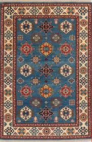 afghan kazak blue rectangle 4x6 ft wool