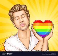 Homosexual man with rainbow heart cartoon Vector Image