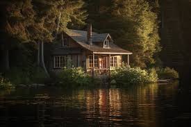 une maison au bord d un lac photo premium