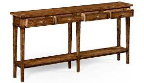 Walnut Four Drawer Console Table