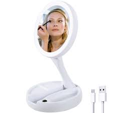 softfree lighted folding makeup mirror