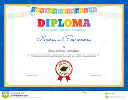 Colorful Diploma Certificate Template For Kids In Vector