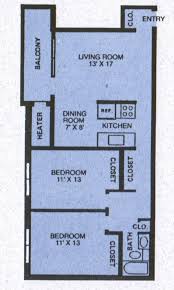 West Knoll 2 Bedroom Floor Plan