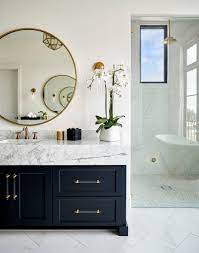 75 bathroom with black cabinets and