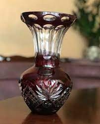 Vintage 1950s Vase Colored Crystal Ruby