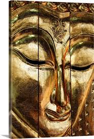 Thailand Southeast Asia Chiang Mai Wood Carving Of Buddha Image Large Solid Faced Canvas Wall Art Print Great Big Canvas